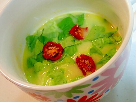 生姜香る　サラダ菜とドライトマトのカップスープ